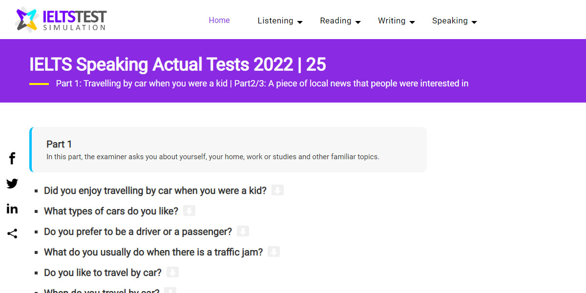 IELTS Speaking Actual Tests 2022 25