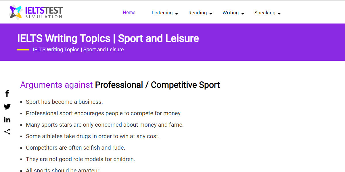 ielts essay topics sport